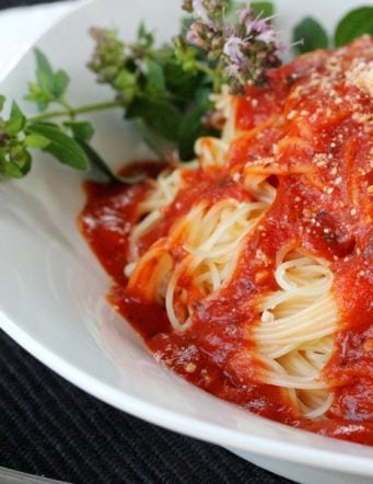Tangy Marinara Sauce and Angel Hair Pasta