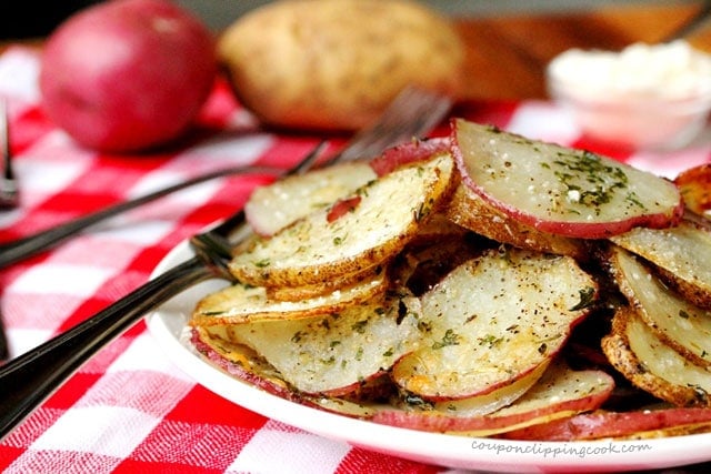 Herb and Parmesan Potatoes on plate
