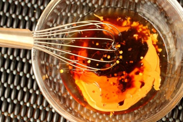 Whisk Peanut Sauce in bowl