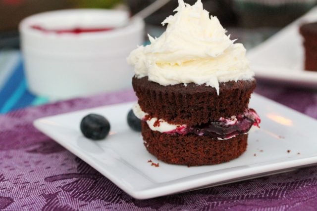 Chocolate Cupcake with Blueberry on plate