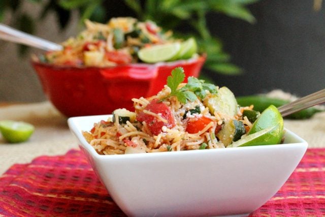 Fideo Pasta with Vegetables in bowl