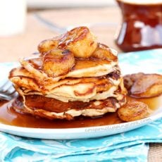 Double Banana Pancakes on Plate