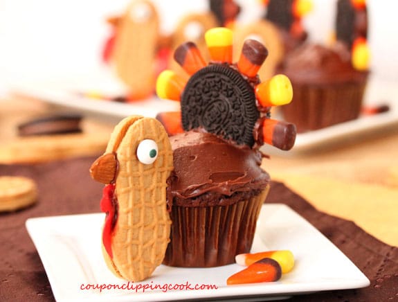 Thanksgiving Turkey Chocolate Cupcake on Plate