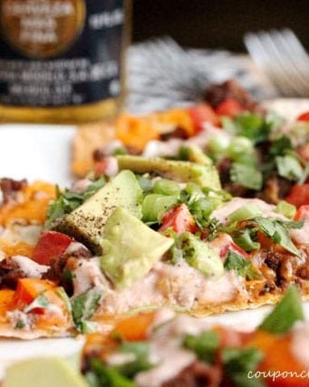 Mexican Pizza Flatbread with Ground Beef