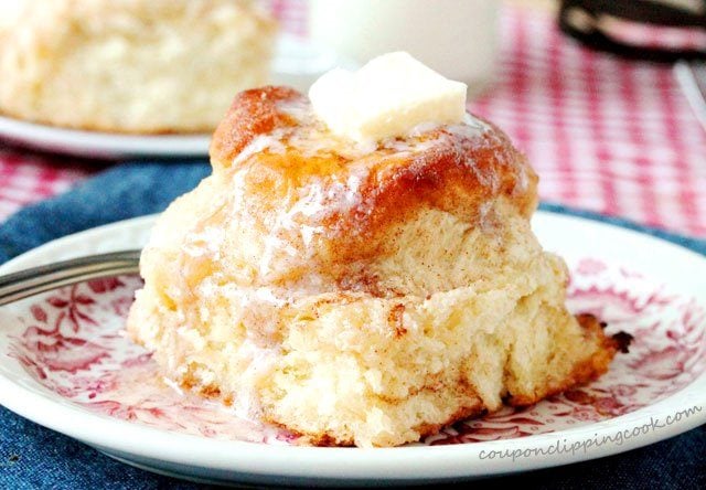 Snickerdoodle Skillet Biscuits with Butter on plate 