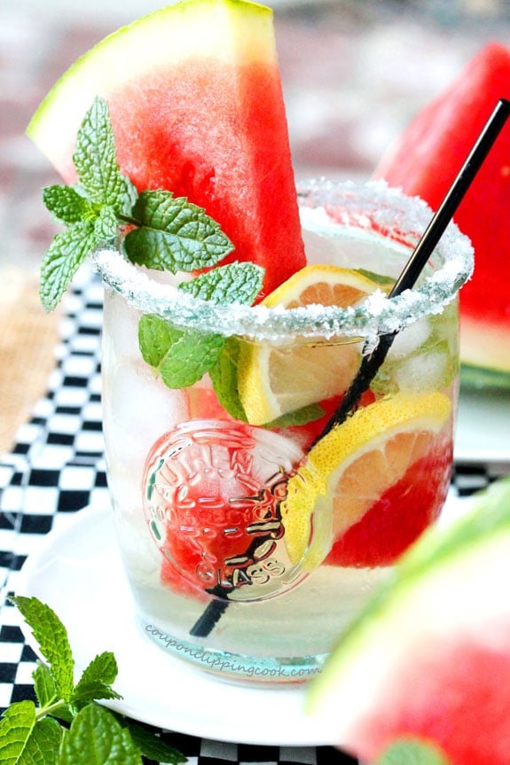 Watermelon Infused Lemon Mint Iced Green Tea in glass
