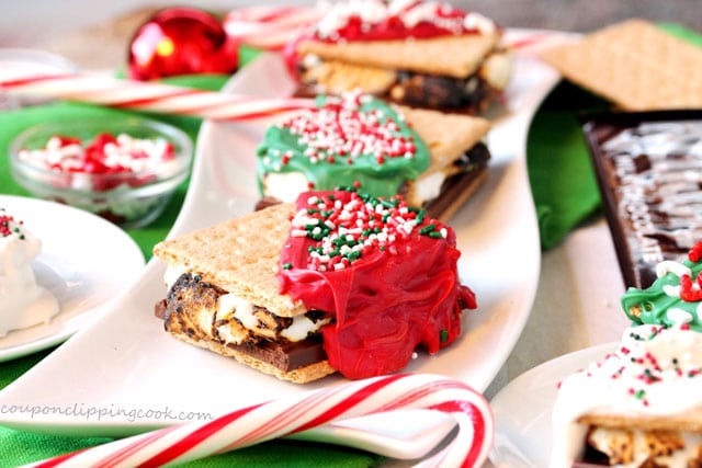Christmas Marshmallow S'mores on plate