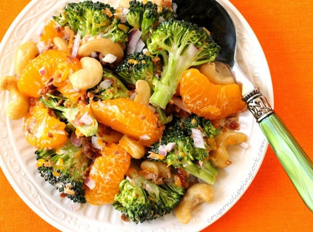 Broccoli and Mandarin Orange Salad on plate