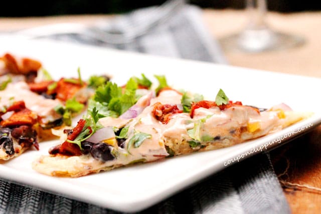 BBQ Turkey Flatbread Pizza on plate