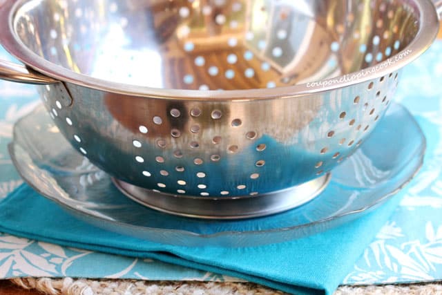 Colander sitting on plate