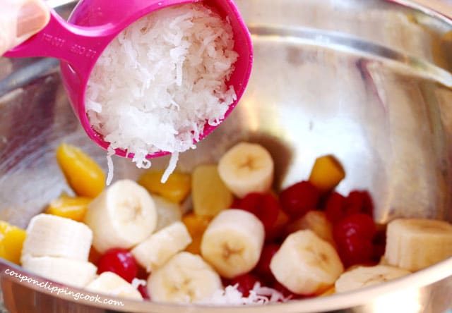Add shredded coconut in bowl