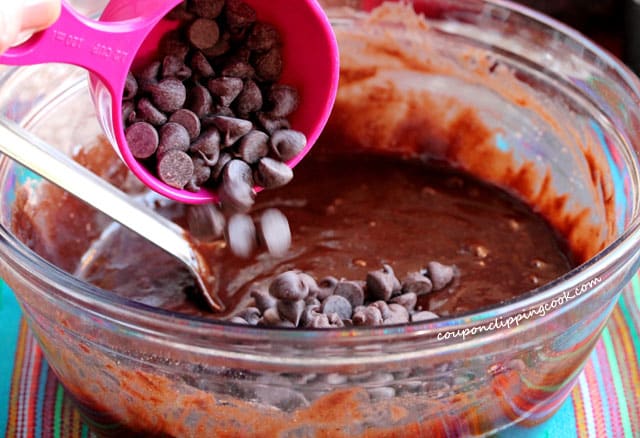 Add chocolate chips to mixing bowl