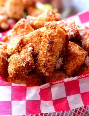 Seasoned Hot Dog Bun Croutons with Parmesan Cheese